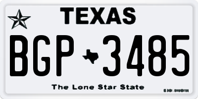 TX license plate BGP3485