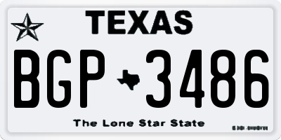 TX license plate BGP3486