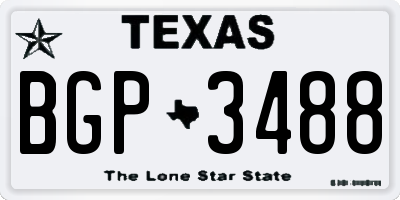 TX license plate BGP3488