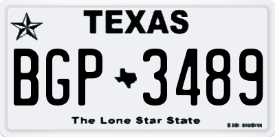 TX license plate BGP3489