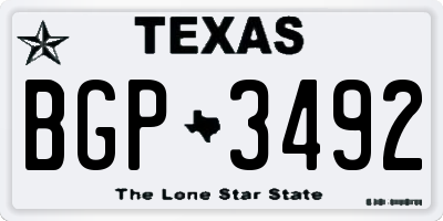 TX license plate BGP3492