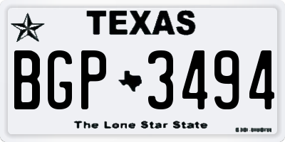 TX license plate BGP3494