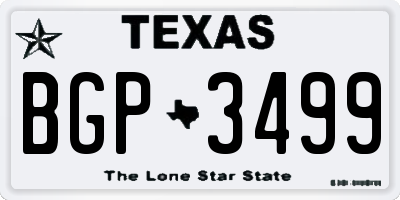 TX license plate BGP3499