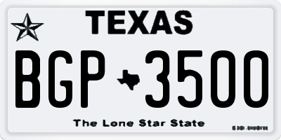 TX license plate BGP3500