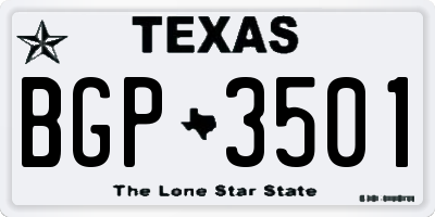TX license plate BGP3501
