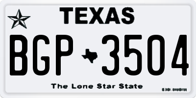 TX license plate BGP3504