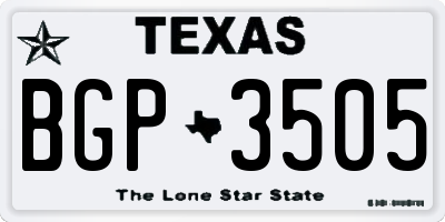 TX license plate BGP3505