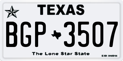 TX license plate BGP3507