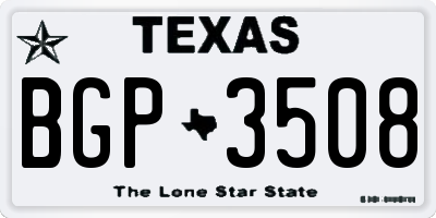 TX license plate BGP3508