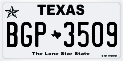 TX license plate BGP3509