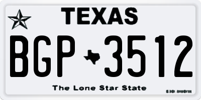 TX license plate BGP3512