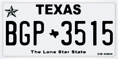 TX license plate BGP3515