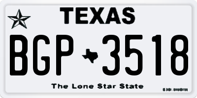 TX license plate BGP3518