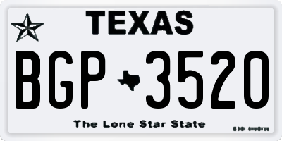 TX license plate BGP3520