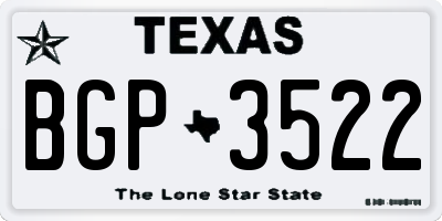 TX license plate BGP3522