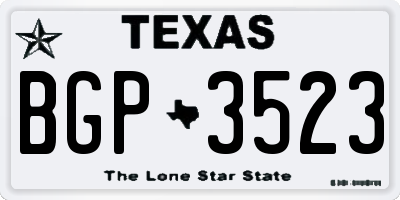 TX license plate BGP3523