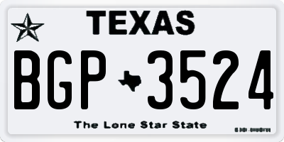 TX license plate BGP3524