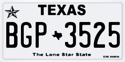 TX license plate BGP3525