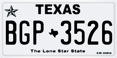 TX license plate BGP3526