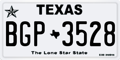 TX license plate BGP3528
