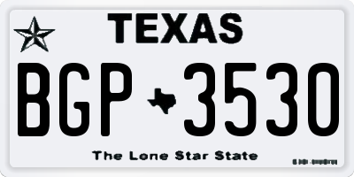 TX license plate BGP3530