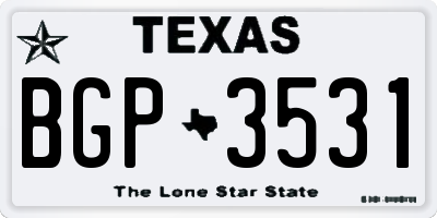 TX license plate BGP3531
