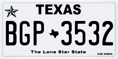 TX license plate BGP3532