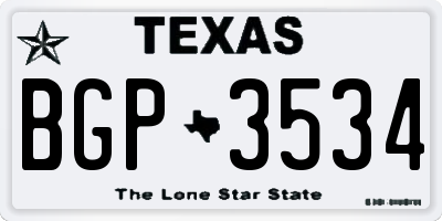 TX license plate BGP3534