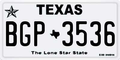 TX license plate BGP3536