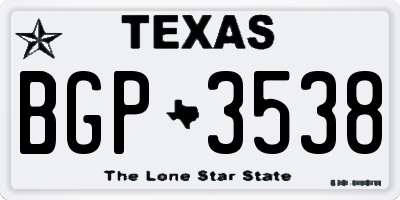 TX license plate BGP3538