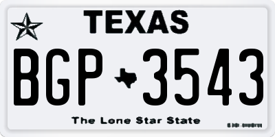 TX license plate BGP3543