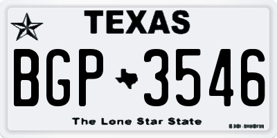 TX license plate BGP3546