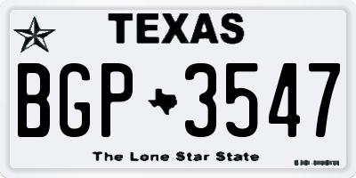 TX license plate BGP3547