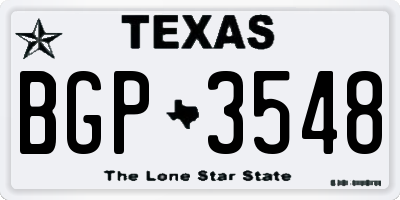 TX license plate BGP3548