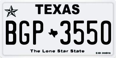 TX license plate BGP3550