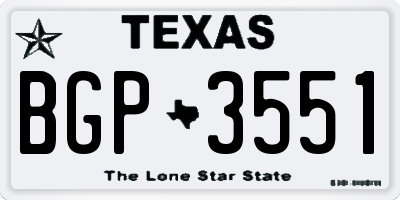 TX license plate BGP3551