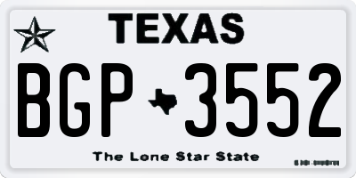 TX license plate BGP3552