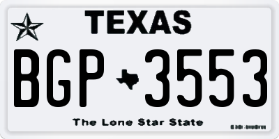 TX license plate BGP3553