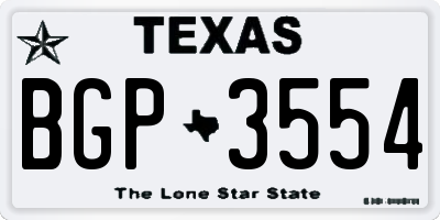 TX license plate BGP3554