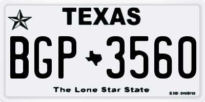 TX license plate BGP3560