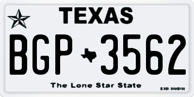 TX license plate BGP3562