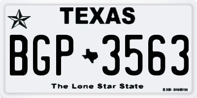 TX license plate BGP3563
