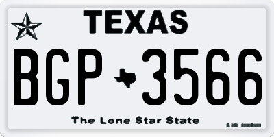TX license plate BGP3566