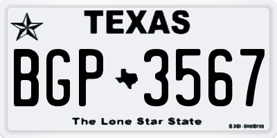 TX license plate BGP3567