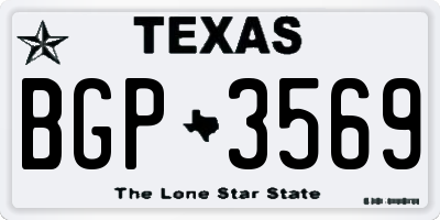 TX license plate BGP3569