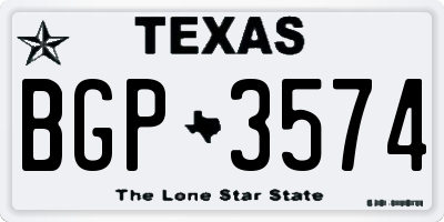 TX license plate BGP3574