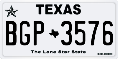 TX license plate BGP3576