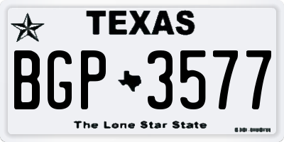TX license plate BGP3577