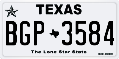 TX license plate BGP3584