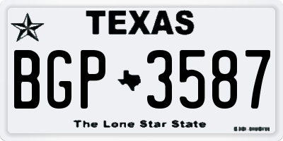 TX license plate BGP3587